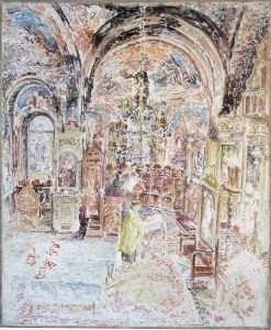 Matei Lazarescu,Interior Biserica Olari.1999,ulei pe panza