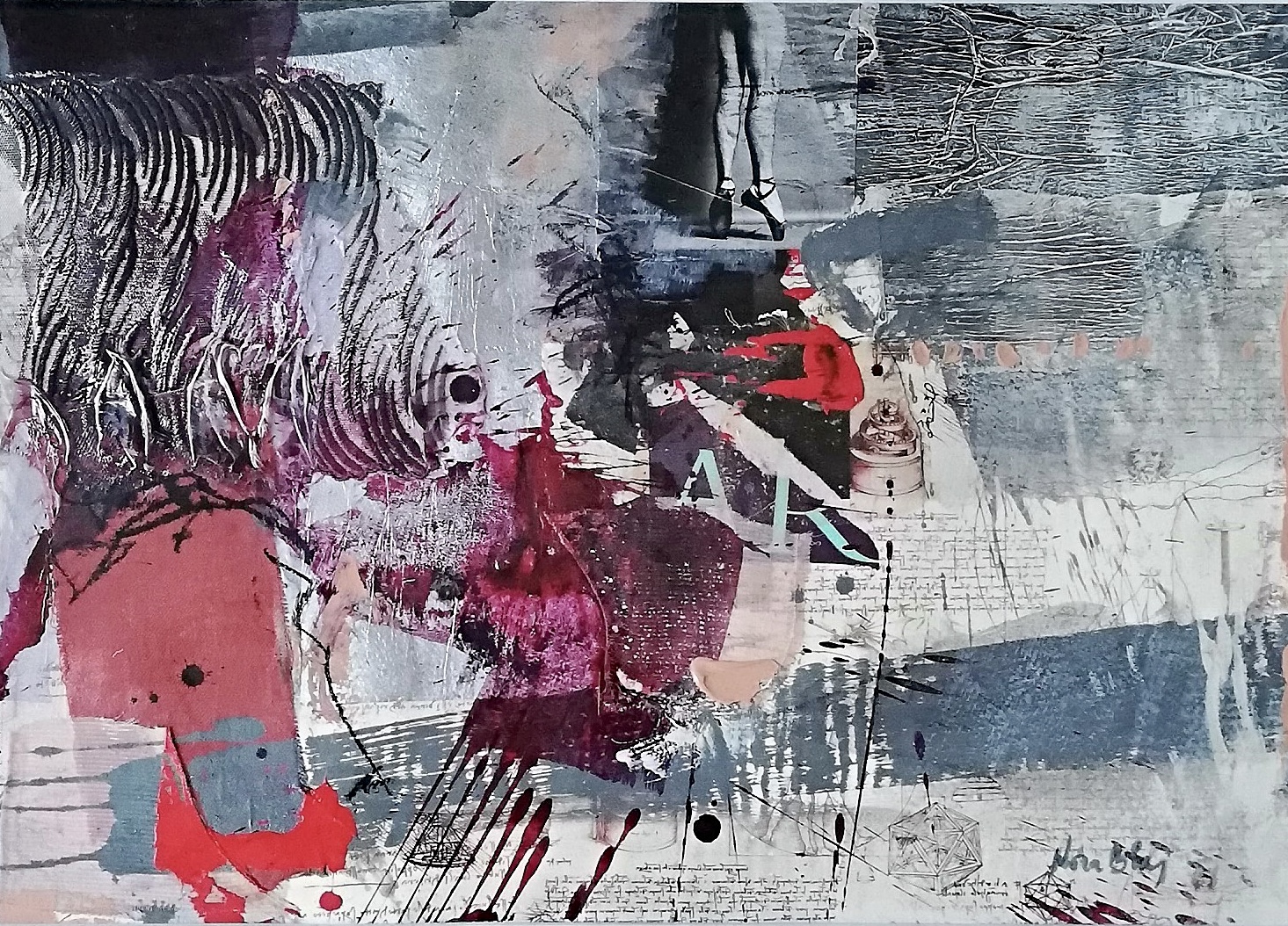 Nora Blaj, Moment, 2019, tehnică mixtă/hârtie, 42×60 cm